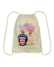 Poodle Bald Hair Man 4th July Drawstring Bag tile