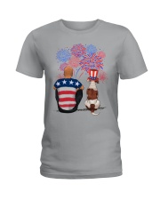 American Bulldog 4th of July Ladies T-Shirt tile