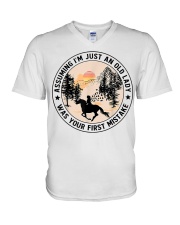 Assuming I'm Just An Old Lady Was Your First Mistake Horse V-Neck T-Shirt tile