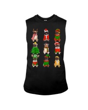 Santa Pugs Christmas Tree Lights Sleeveless Tee tile