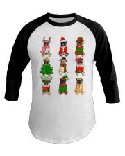 Santa Pugs Christmas Tree Lights Baseball Tee tile