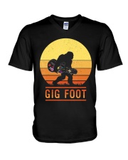 Bigfoot Novelty Guitar Player V-Neck T-Shirt tile
