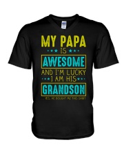 MY PAPA IS AWESOME V-Neck T-Shirt tile