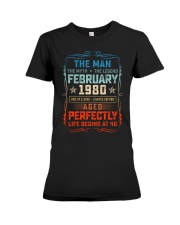 40th Birthday February 1980 Man Myth Legends Premium Fit Ladies Tee tile