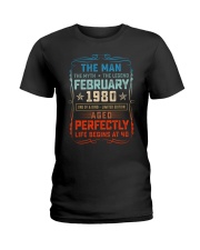 40th Birthday February 1980 Man Myth Legends Ladies T-Shirt tile