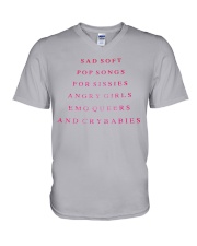 Sad soft Pop songs for sissies angry girls V-Neck T-Shirt thumbnail