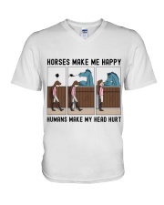 Horses Make Me Happy Humans Make My Head Hurt V-Neck T-Shirt tile