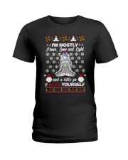I'm mostly peace love and light Ladies T-Shirt tile