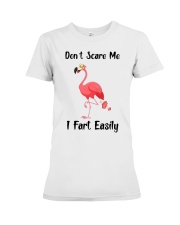 Flamingo Don't Scare Me I Fart Easily Premium Fit Ladies Tee tile