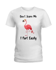 Flamingo Don't Scare Me I Fart Easily Ladies T-Shirt tile