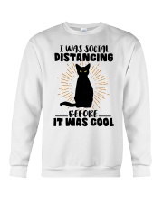 Cat I Was Social Distancing Before It Was Cold Crewneck Sweatshirt tile