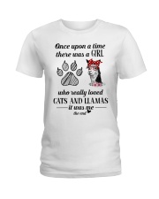 Once Upon A Time A Girl Loved Cats And Llamas Ladies T-Shirt tile