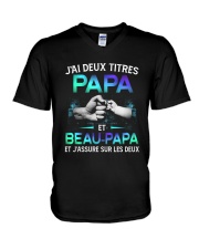 J'AI DEUX TITRES PAPA ET BEAU-PAPA V-Neck T-Shirt tile