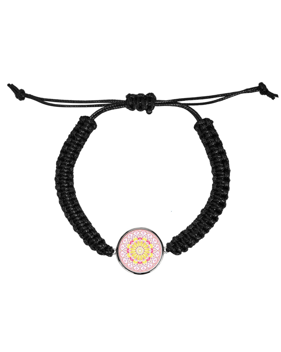 Pink Mandala Beaded Cord Bracelet Cord Circle Bracelet