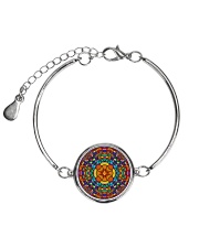 Psychedelic Kaleidoscope Mandala Metallic Circle Bracelet thumbnail