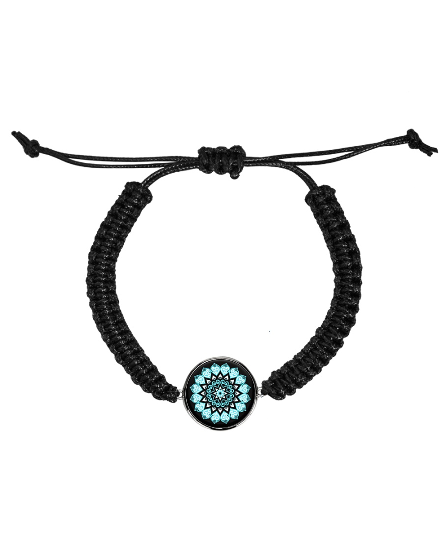 Cord Circle Bracelet Mandala green black Cord Circle Bracelet