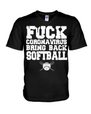 Fuck coronavirus bring back softball shirt V-Neck T-Shirt thumbnail