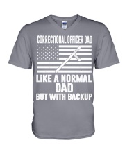 Correctional Officer dad V-Neck T-Shirt tile