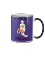 Cat A real man Color Changing Mug tile