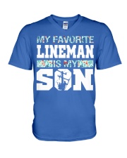 Lineman social distancing V-Neck T-Shirt tile