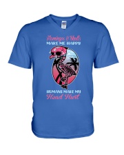 Flamingo make me happy V-Neck T-Shirt tile