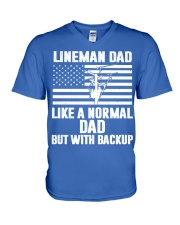 Lineman dad V-Neck T-Shirt tile