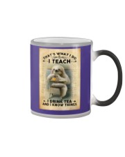 Teacher Drinks Tea and Knows Things Color Changing Mug tile