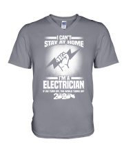 Electrician I can't stay at home V-Neck T-Shirt tile