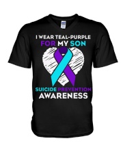 suicide prevention awareness shirt i wear teal pur V-Neck T-Shirt thumbnail