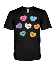 men women kids valentines day conversation hearts V-Neck T-Shirt thumbnail