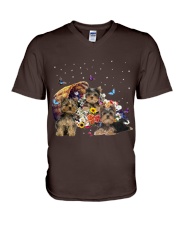 Yorkshire Terrier with flower basket for yorkshire terrier lover V-Neck T-Shirt tile