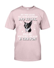 Boston Terrier you've got the IQ of a crayon for boston terrier lover Premium Fit Mens Tee tile