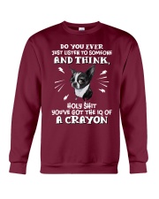 Boston Terrier you've got the IQ of a crayon for boston terrier lover Crewneck Sweatshirt tile