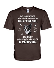 Boston Terrier you've got the IQ of a crayon for boston terrier lover V-Neck T-Shirt tile