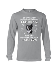 Boston Terrier you've got the IQ of a crayon for boston terrier lover Long Sleeve Tee tile