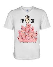 Full of Pigs i'm ok - for Pig lover V-Neck T-Shirt tile