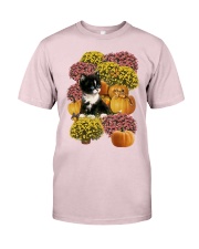 Cat flower pumpkin for cat lover Premium Fit Mens Tee tile