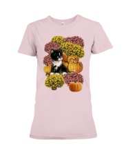 Cat flower pumpkin for cat lover Premium Fit Ladies Tee tile