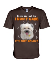 Shih Tzu I don't care it's not an act V-Neck T-Shirt tile