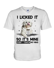 Shih tzu i licked it so it's mine - for Shih tzu lover V-Neck T-Shirt tile