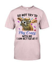 Cow don't try to play crazy with me for cow lover Premium Fit Mens Tee tile
