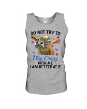 Cow don't try to play crazy with me for cow lover Unisex Tank tile