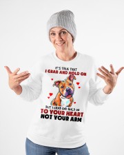 Pitbull it's true that i grab and hold on - for Pitbull lover Crewneck Sweatshirt apparel-crewneck-sweatshirt-lifestyle-front-35