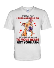 Pitbull it's true that i grab and hold on - for Pitbull lover V-Neck T-Shirt tile