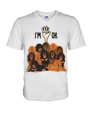 Full of Tibetan Mastiffs i'm ok - for Tibetan Mastiff lover V-Neck T-Shirt tile