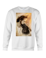 Jesus with lovely black dog cus Crewneck Sweatshirt tile