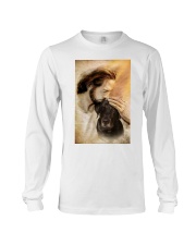 Jesus with lovely black dog cus Long Sleeve Tee tile