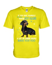 Dachshund if you hate yourself for dachshund lover V-Neck T-Shirt tile