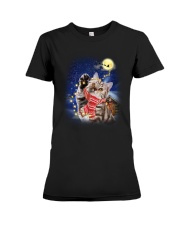 Cat playing with Christmas lights  - for Cat lover Premium Fit Ladies Tee tile