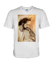 Jesus with lovely Parrot - for Parrot lover V-Neck T-Shirt tile